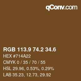 カラーコード: RGB 113.9 74.2 34.6 | qconv.com