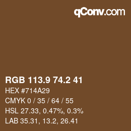 Color code: RGB 113.9 74.2 41 | qconv.com