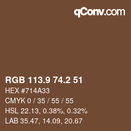 Color code: RGB 113.9 74.2 51 | qconv.com