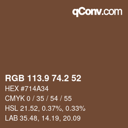 Color code: RGB 113.9 74.2 52 | qconv.com