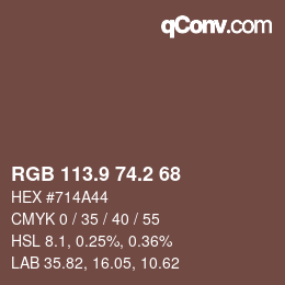 Color code: RGB 113.9 74.2 68 | qconv.com