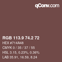 Color code: RGB 113.9 74.2 72 | qconv.com