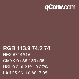 カラーコード: RGB 113.9 74.2 74 | qconv.com