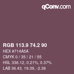 カラーコード: RGB 113.9 74.2 90 | qconv.com