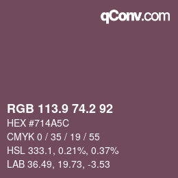 カラーコード: RGB 113.9 74.2 92 | qconv.com