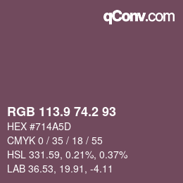 Color code: RGB 113.9 74.2 93 | qconv.com