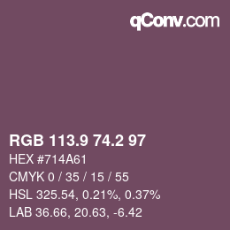 Color code: RGB 113.9 74.2 97 | qconv.com