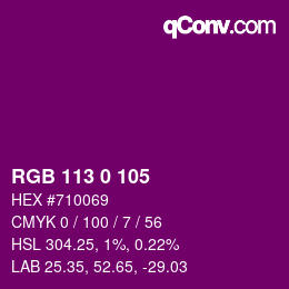 Color code: RGB 113 0 105 | qconv.com