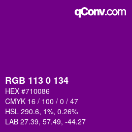 Color code: RGB 113 0 134 | qconv.com