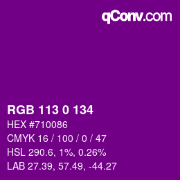 颜色代码: RGB 113 0 134 | qconv.com