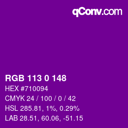 颜色代码: RGB 113 0 148 | qconv.com