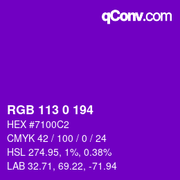 颜色代码: RGB 113 0 194 | qconv.com