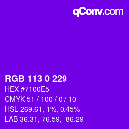 Color code: RGB 113 0 229 | qconv.com