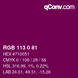 Color code: RGB 113 0 81 | qconv.com