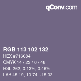Color code: RGB 113 102 132 | qconv.com
