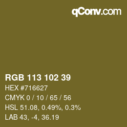 カラーコード: RGB 113 102 39 | qconv.com