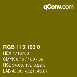 Color code: RGB 113 103 0 | qconv.com