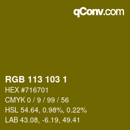 Farbcode: RGB 113 103 1 | qconv.com