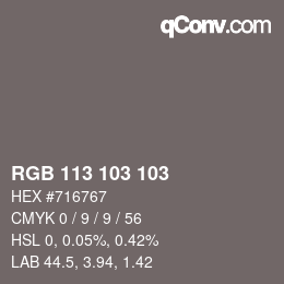 Farbcode: RGB 113 103 103 | qconv.com
