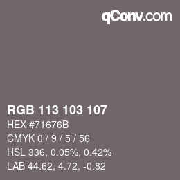 颜色代码: RGB 113 103 107 | qconv.com