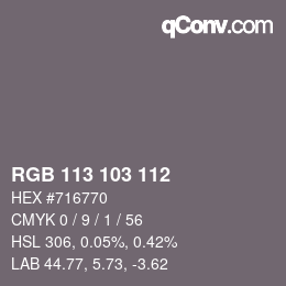 Color code: RGB 113 103 112 | qconv.com