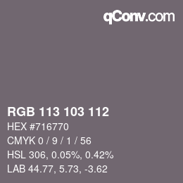 Color code: RGB 113 103 112 | qconv.com