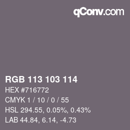 Color code: RGB 113 103 114 | qconv.com