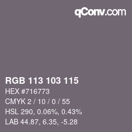 Color code: RGB 113 103 115 | qconv.com