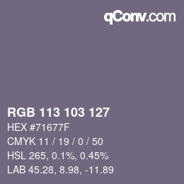 カラーコード: RGB 113 103 127 | qconv.com