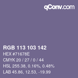 Color code: RGB 113 103 142 | qconv.com