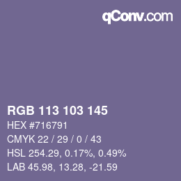 カラーコード: RGB 113 103 145 | qconv.com