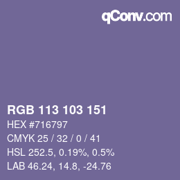 Color code: RGB 113 103 151 | qconv.com