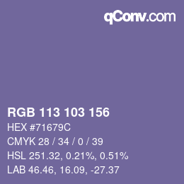 カラーコード: RGB 113 103 156 | qconv.com