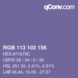 Color code: RGB 113 103 156 | qconv.com