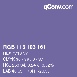 Color code: RGB 113 103 161 | qconv.com