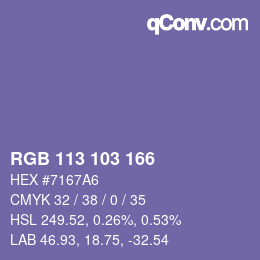 Color code: RGB 113 103 166 | qconv.com