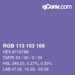 Color code: RGB 113 103 168 | qconv.com