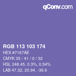 Color code: RGB 113 103 174 | qconv.com