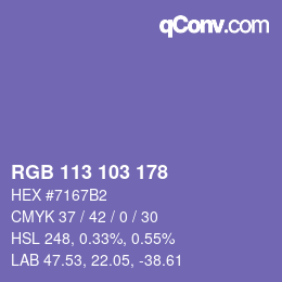 颜色代码: RGB 113 103 178 | qconv.com