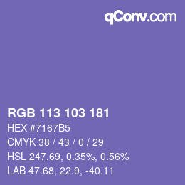カラーコード: RGB 113 103 181 | qconv.com