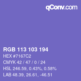 カラーコード: RGB 113 103 194 | qconv.com