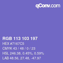 カラーコード: RGB 113 103 197 | qconv.com