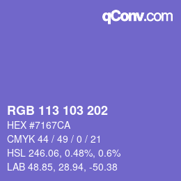 カラーコード: RGB 113 103 202 | qconv.com