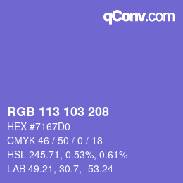 Color code: RGB 113 103 208 | qconv.com