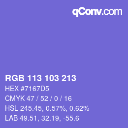 カラーコード: RGB 113 103 213 | qconv.com