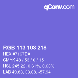 Color code: RGB 113 103 218 | qconv.com