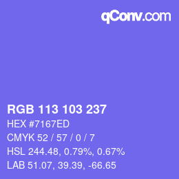 カラーコード: RGB 113 103 237 | qconv.com