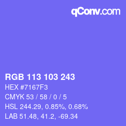 Code couleur: RGB 113 103 243 | qconv.com