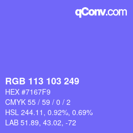 Color code: RGB 113 103 249 | qconv.com