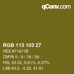Color code: RGB 113 103 27 | qconv.com